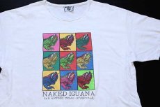 画像1: 90s USA製 Leeリー NAKED IGUANA イグアナ アンディウォーホル風 アート コットンTシャツ カスタム 白 XL (1)