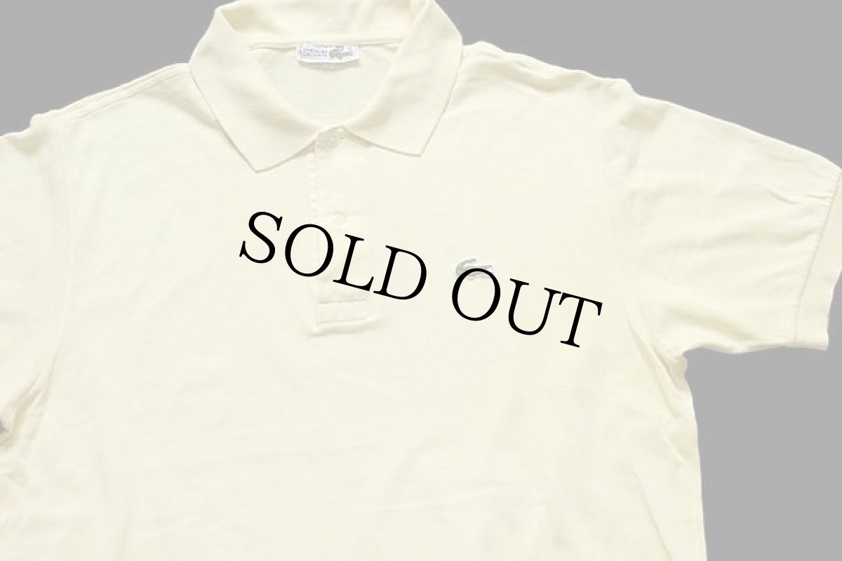 画像3: 70s フランス製 CHEMISE LACOSTE ラコステ ワンポイント コットン 鹿の子 ポロシャツ 薄黄 5★98 (3)