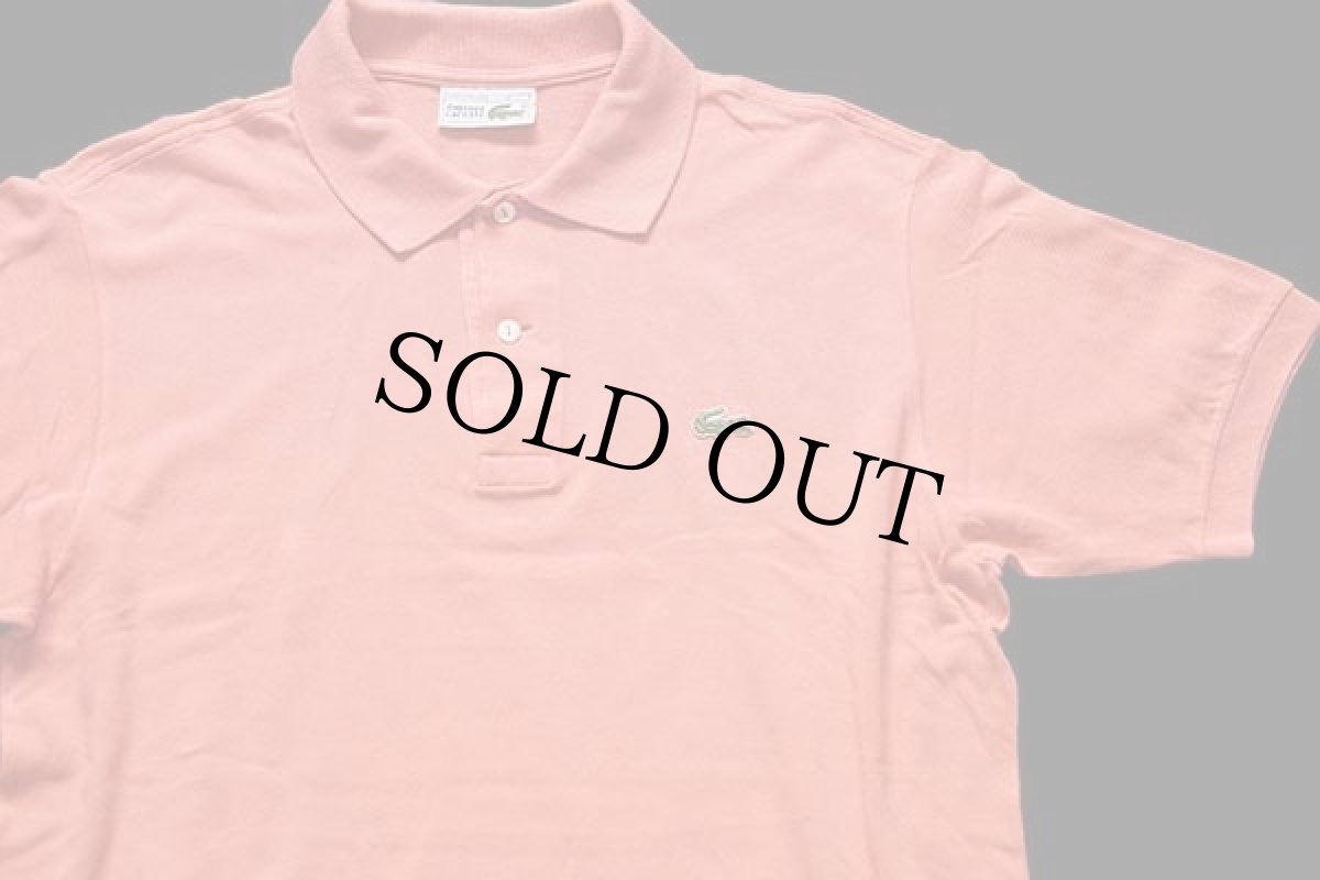 画像3: 70s フランス製 CHEMISE LACOSTE ラコステ ワンポイント コットン 鹿の子 ポロシャツ サーモンピンク 4★107 (3)