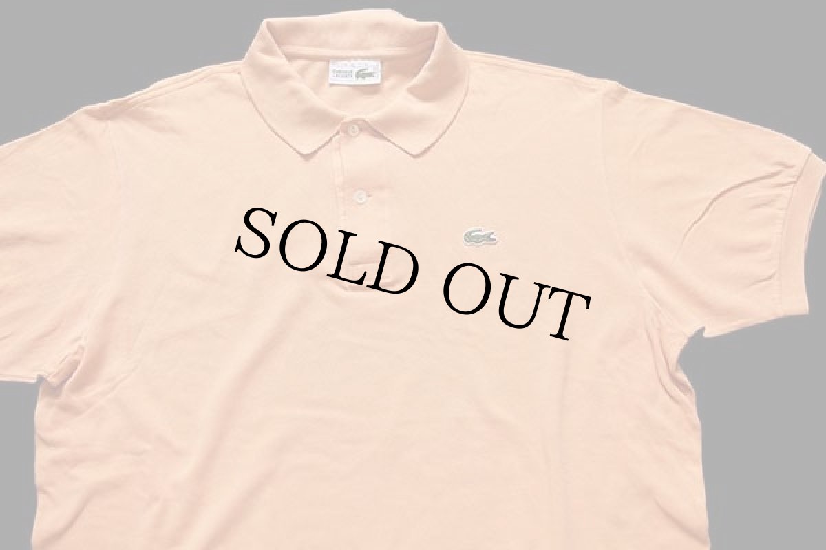 画像3: 70s フランス製 CHEMISE LACOSTE ラコステ ワンポイント コットン 鹿の子 ポロシャツ 薄オレンジ 6★101 (3)