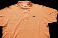 画像3: 70s フランス製 CHEMISE LACOSTE ラコステ ワンポイント コットン 鹿の子 ポロシャツ 薄オレンジ 6★101 (3)