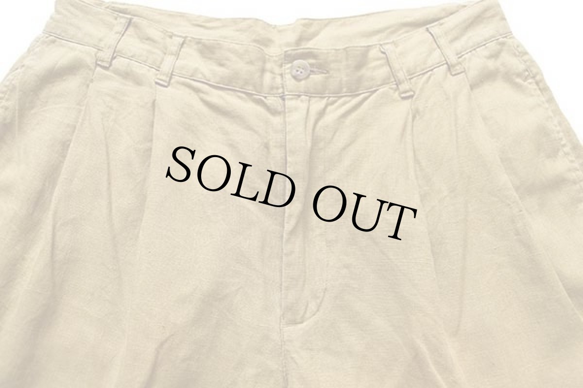 画像3: 90s GAPギャップ ツータック リネン ショートパンツ 黄土色 32★ショーツ (3)