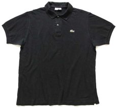 画像1: 70s フランス製 CHEMISE LACOSTE ラコステ ワンポイント コットン 鹿の子 ポロシャツ 黒 6★114 (1)