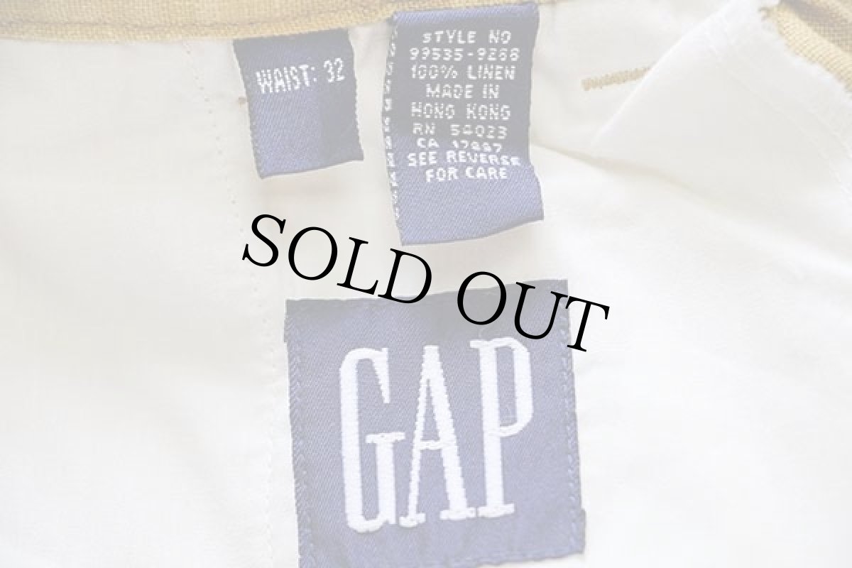 画像5: 90s GAPギャップ ツータック リネン ショートパンツ 黄土色 32★ショーツ (5)