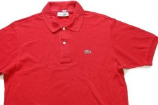 画像3: 70s フランス製 CHEMISE LACOSTE ラコステ ワンポイント コットン 鹿の子 ポロシャツ 赤 4★103 (3)