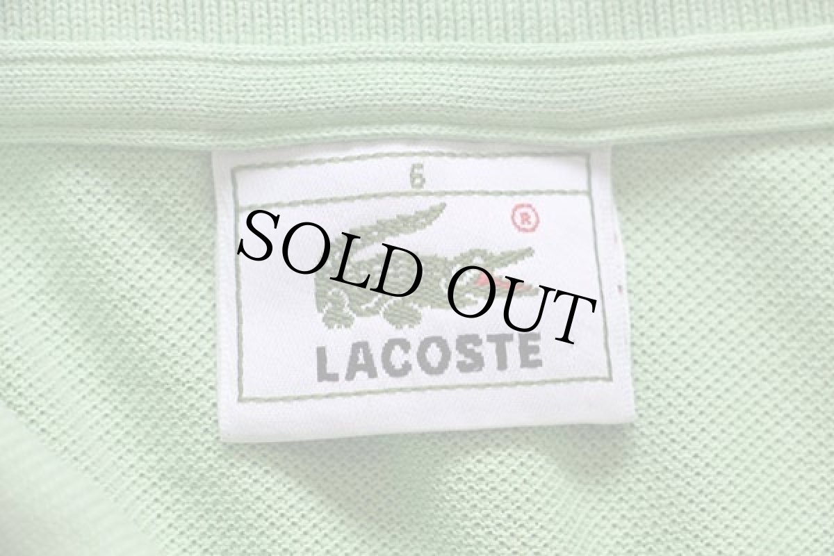 画像4: 80s LACOSTEラコステ ワンポイント コットン 鹿の子 ポロシャツ 黄緑 6★111 (4)