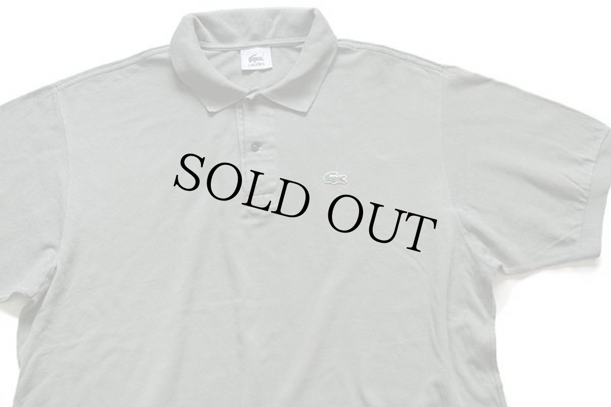 画像3: 80s LACOSTEラコステ ワンポイント コットン 鹿の子 ポロシャツ グリーングレー 7★100 特大 (3)