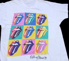画像1: 80s The Rolling Stonesローリングストーンズ THE NORTH AMERICAN TOUR 1989 コットン バンドTシャツ 白 (1)