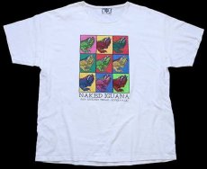 画像2: 90s USA製 Leeリー NAKED IGUANA イグアナ アンディウォーホル風 アート コットンTシャツ カスタム 白 XL (2)