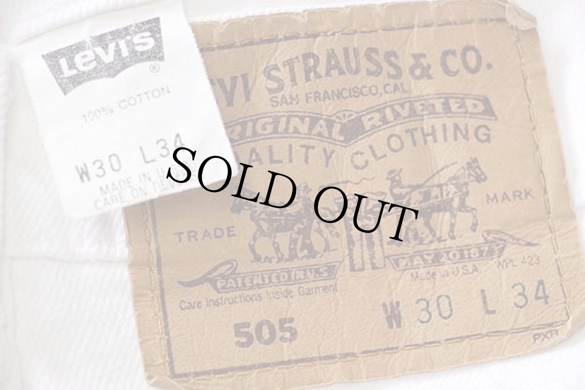 画像6: 90s USA製 Levi'sリーバイス 505 ホワイト デニムパンツ w30 L34 (6)