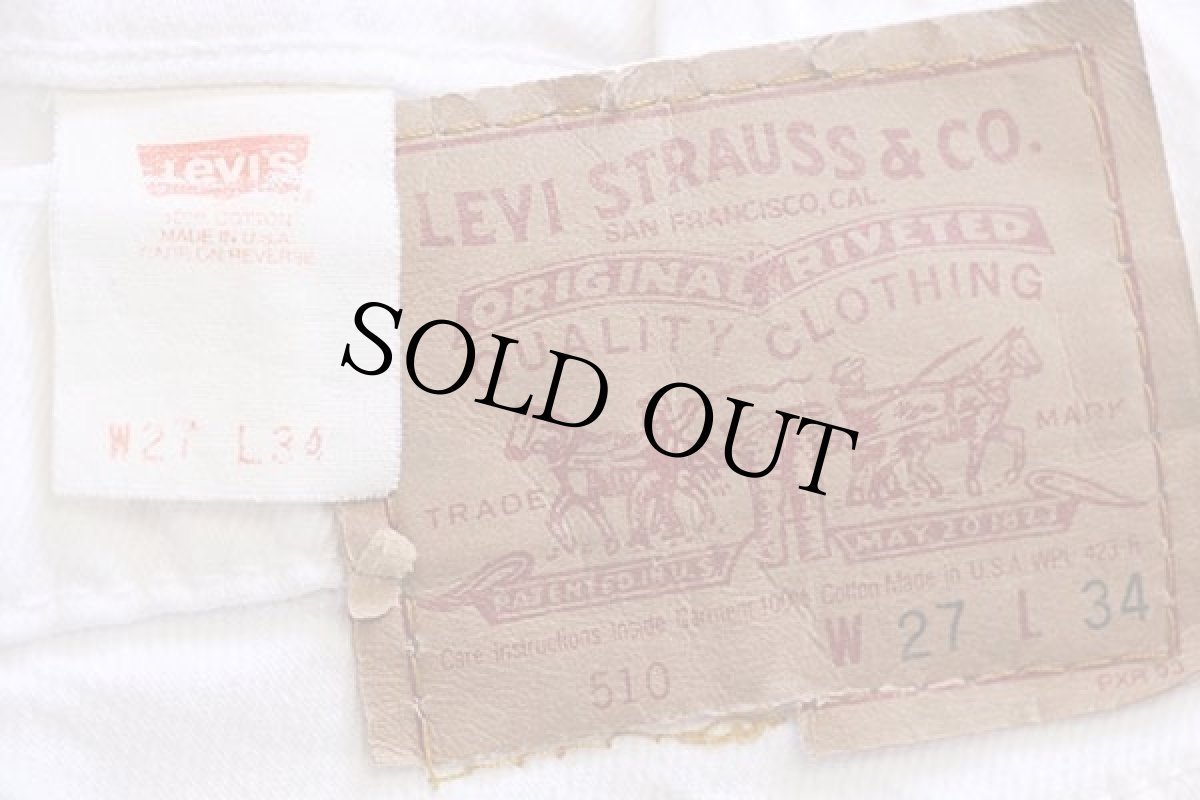 画像6: 90s USA製 Levi'sリーバイス 510 ホワイト デニムパンツ w27 (6)