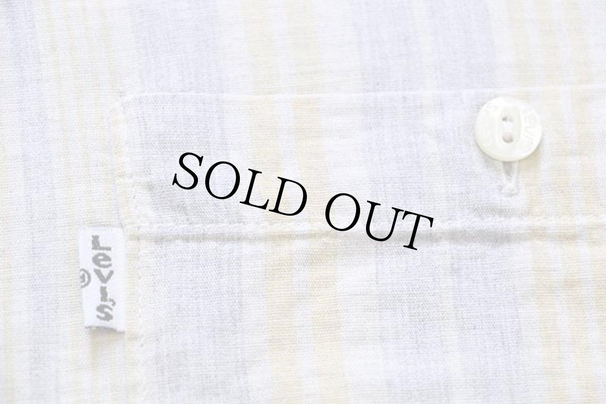 画像4: 90s イタリア製 Levi'sリーバイス ランダムストライプ×メッシュ 半袖 コットン オープンカラーシャツ L★ユーロ (4)