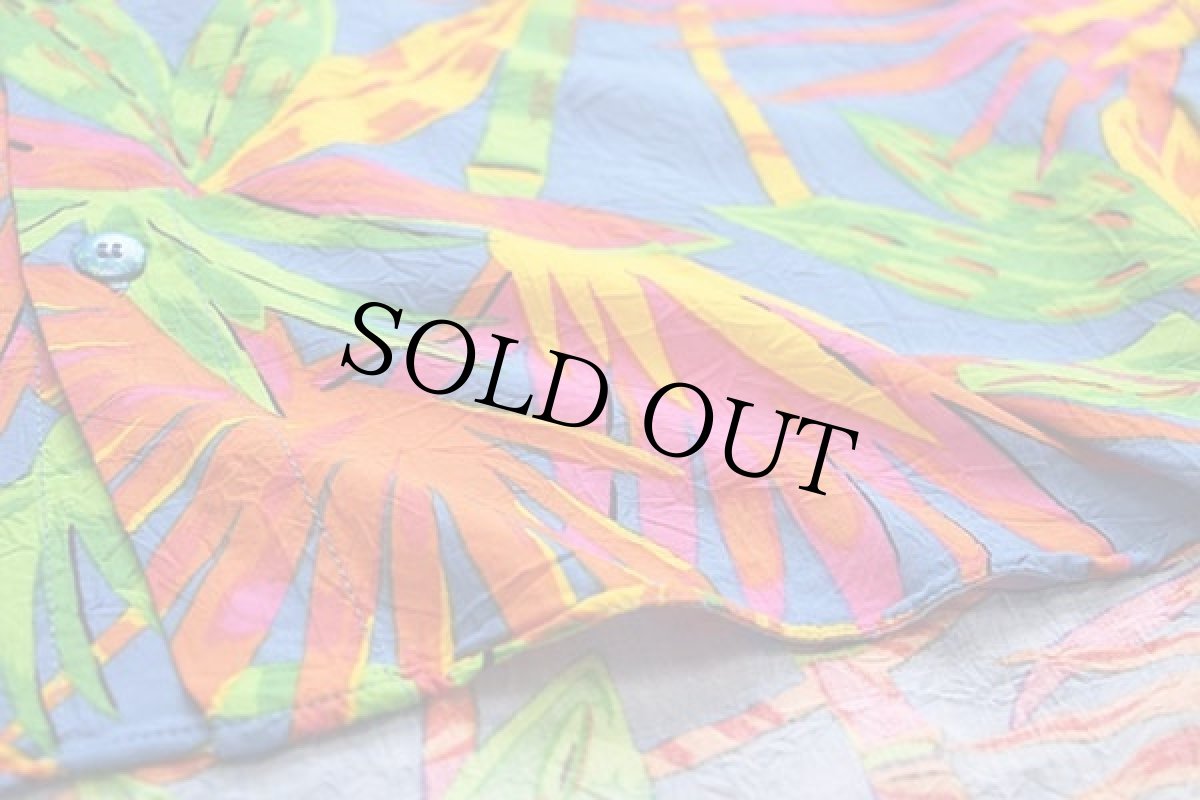 画像6: 80s USA製 JAMS WORLD リーフ柄 半袖 レーヨンシャツ L (6)