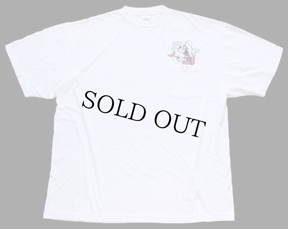 画像2: 90s Disneyディズニー グーフィー 刺繍 コットン ポケットTシャツ 白 XL (2)