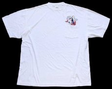 画像2: 90s Disneyディズニー グーフィー 刺繍 コットン ポケットTシャツ 白 XL (2)