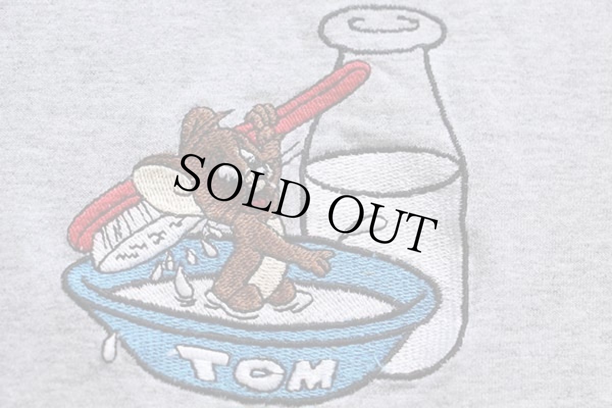 画像6: 90s トルコ製 Tom&Jerry トムとジェリー 刺繍 ポケットTシャツ 杢グレー (6)