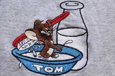 画像6: 90s トルコ製 Tom&Jerry トムとジェリー 刺繍 ポケットTシャツ 杢グレー (6)