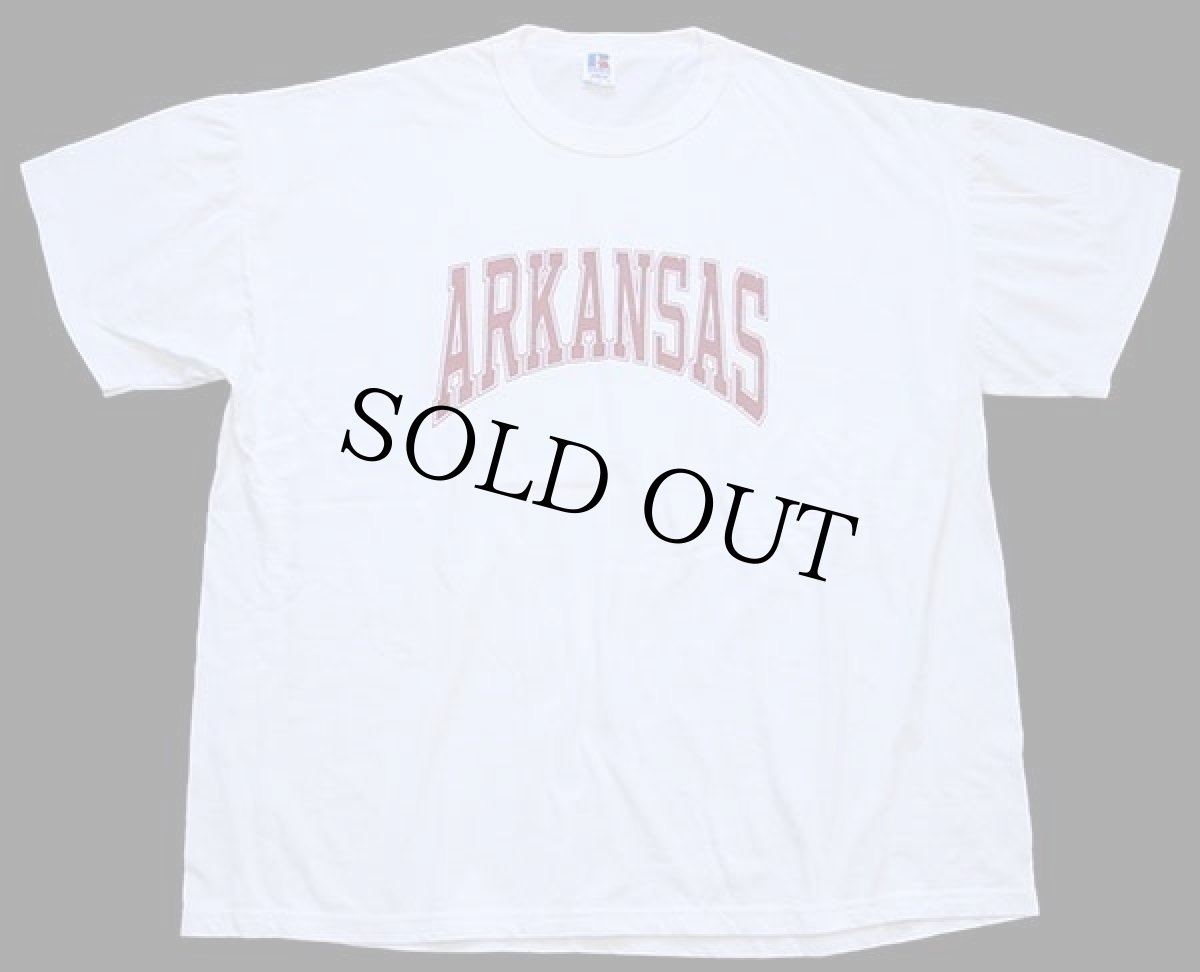 画像2: 90s USA製 RUSSELLラッセル ARKANSAS Tシャツ 白 XL (2)