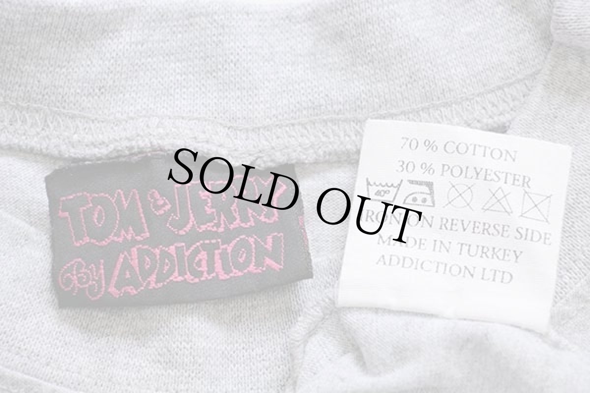 画像4: 90s トルコ製 Tom&Jerry トムとジェリー 刺繍 ポケットTシャツ 杢グレー (4)