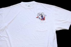 画像1: 90s Disneyディズニー グーフィー 刺繍 コットン ポケットTシャツ 白 XL (1)