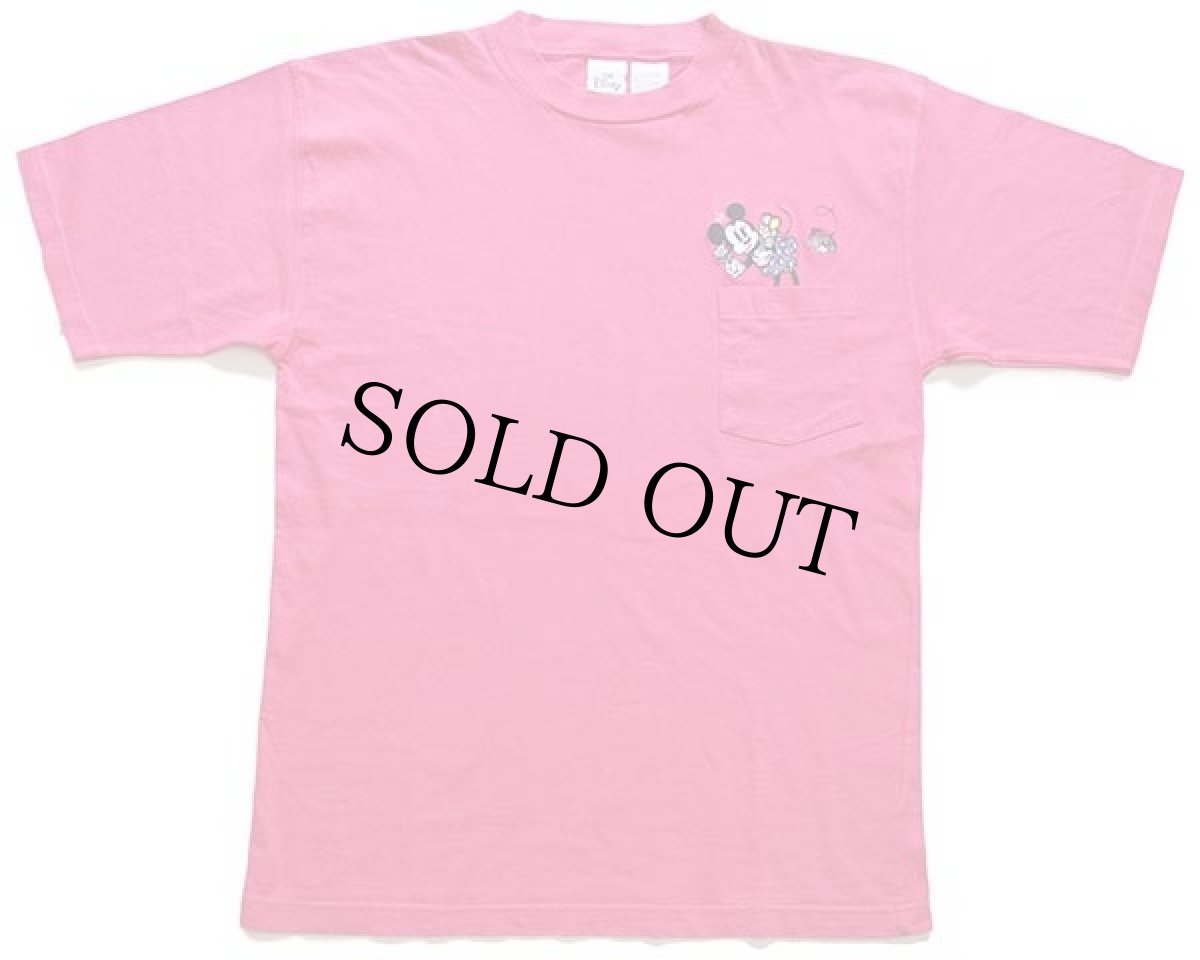 画像2: 90s Disneyディズニー ミニー マウス ハチ 刺繍 コットン ポケットTシャツ ピンク L (2)