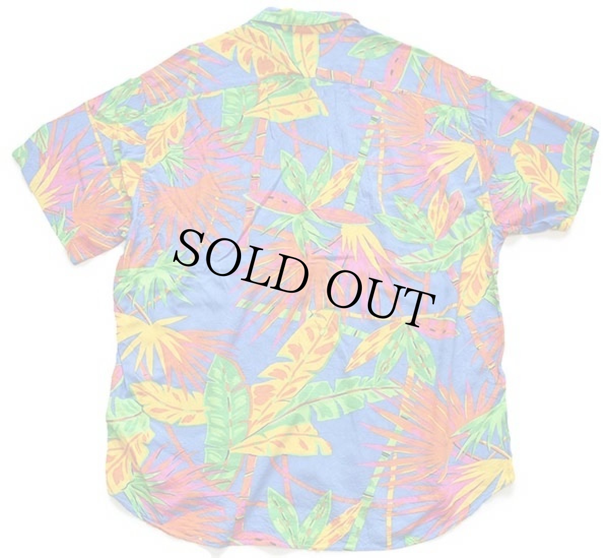 画像2: 80s USA製 JAMS WORLD リーフ柄 半袖 レーヨンシャツ L (2)