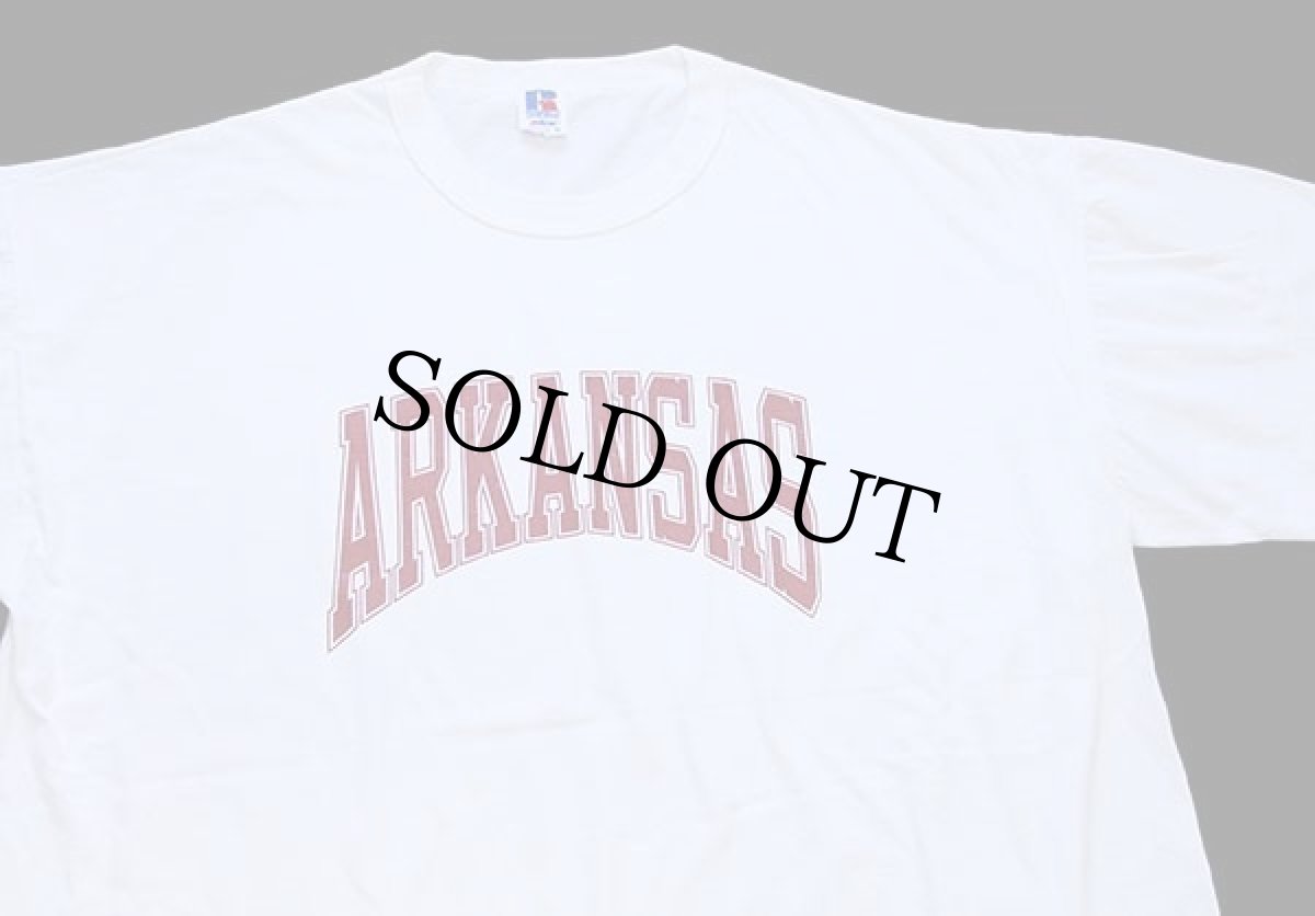 画像1: 90s USA製 RUSSELLラッセル ARKANSAS Tシャツ 白 XL (1)