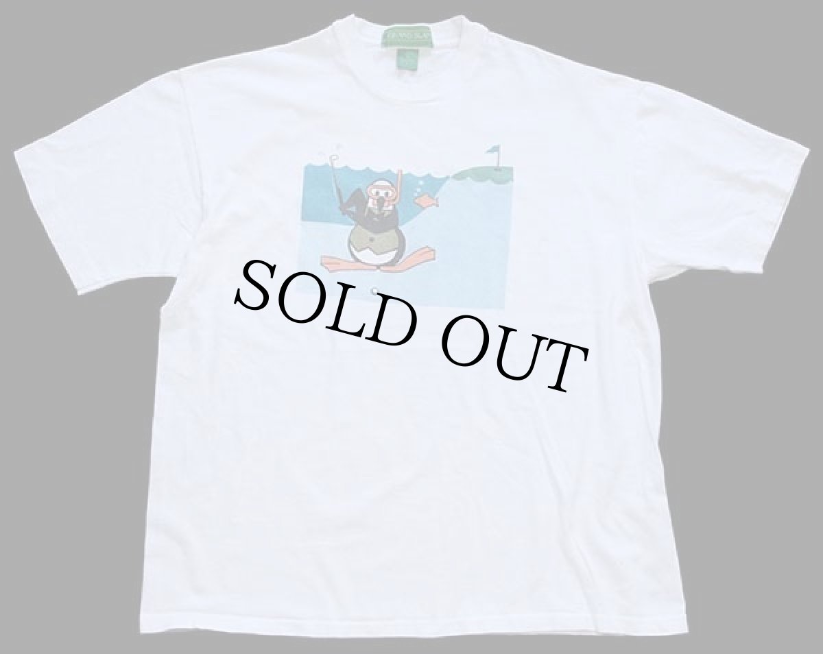 画像2: 90s USA製 GRAND SLAM ペンギン ゴルフ イラスト コットンTシャツ 白 L (2)