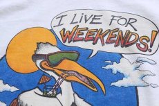 画像4: 80s USA製 I LIVE FOR WEEKENDS ペリカン イラスト Tシャツ 白 (4)