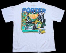 画像2: 90s USA製 NASCAR RANDY PORTER UniFirst Racing 両面プリント コットンTシャツ 白 XL (2)