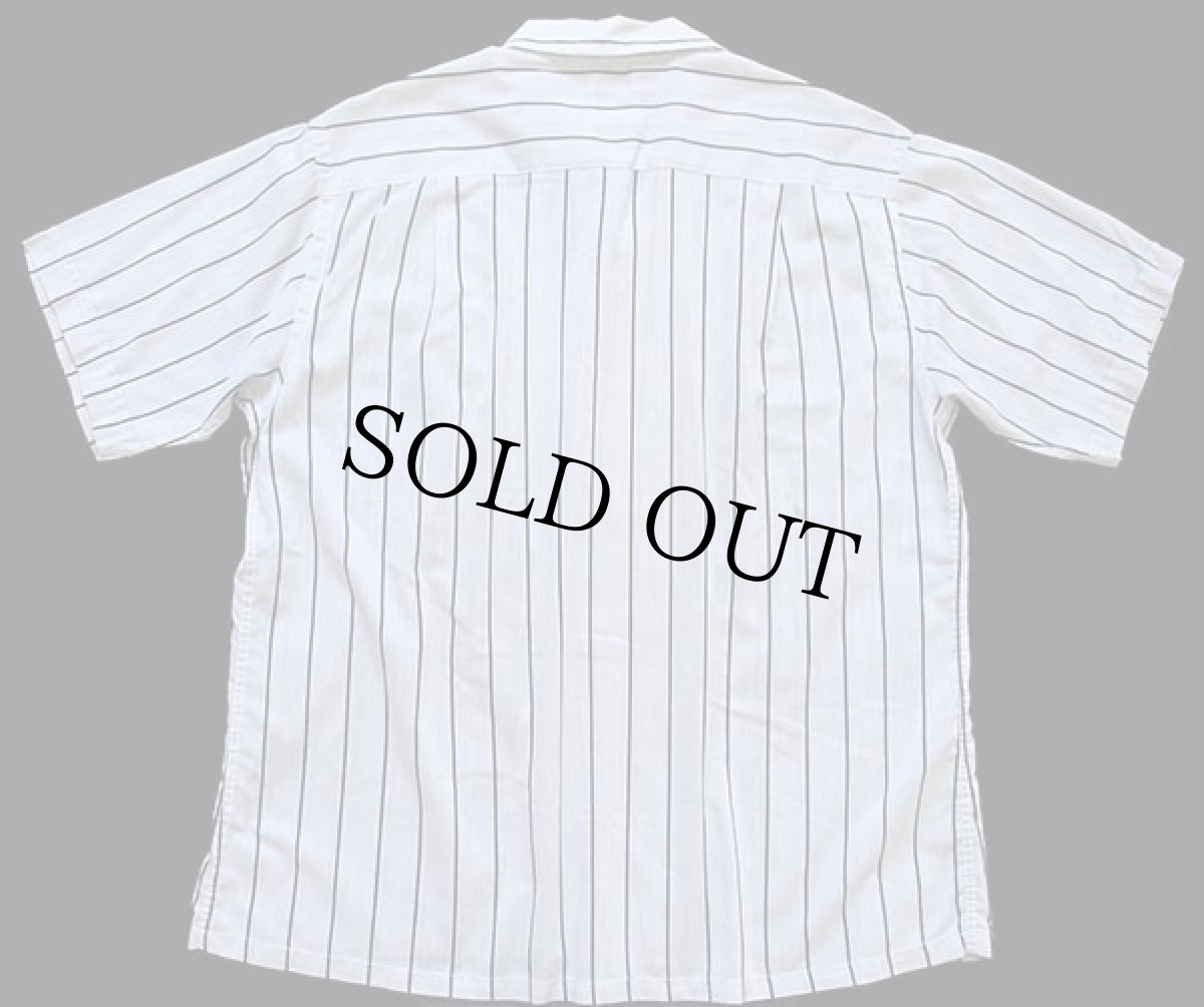 画像2: 60s Battelsteing ピンストライプ 半袖 ダクロン×コットン オープンカラーシャツ グレー×黒 M (2)