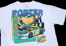 画像1: 90s USA製 NASCAR RANDY PORTER UniFirst Racing 両面プリント コットンTシャツ 白 XL (1)