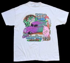 画像2: 00s Hanes 23rd Labor Day rod run 2001 Louisiana Style HOTROD 両面プリント コットンTシャツ 白 L (2)