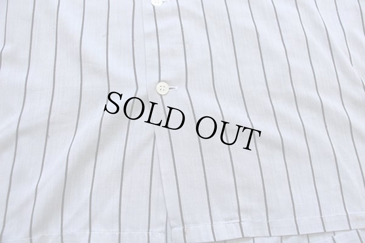 画像5: 60s Battelsteing ピンストライプ 半袖 ダクロン×コットン オープンカラーシャツ グレー×黒 M (5)