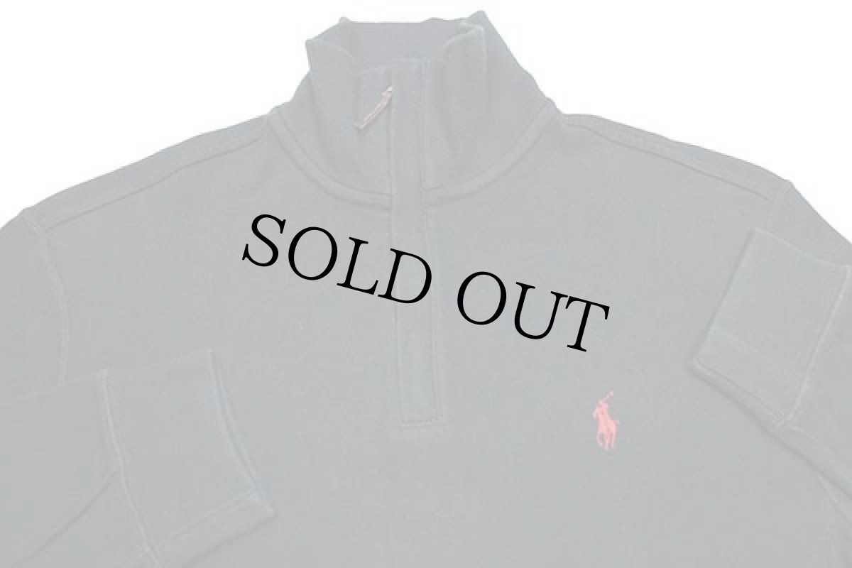 画像3: 00s ポロ ラルフローレン ワンポイント エルボーパッチ付き ハイネック ハーフジップ コットン スウェット 黒 S (3)