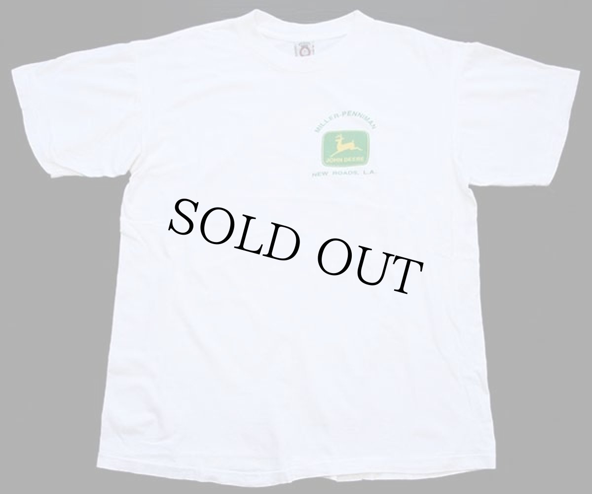 画像2: 90s JOHN DEERE ロゴ トラクター 両面プリント コットンTシャツ 白 (2)