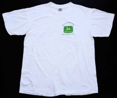 画像2: 90s JOHN DEERE ロゴ トラクター 両面プリント コットンTシャツ 白 (2)