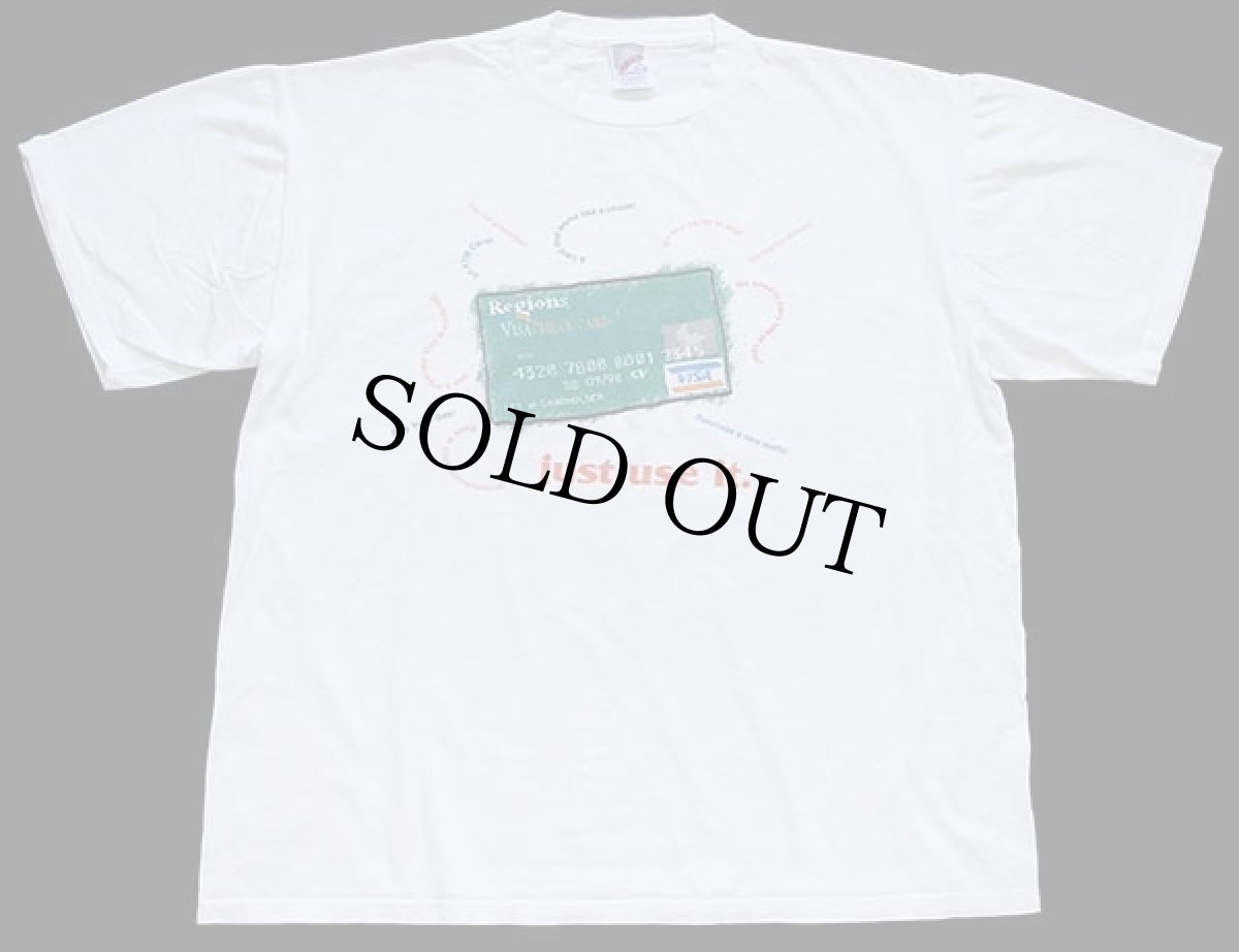 画像2: 90s USA製 Regions VISA CHECKCARD just use it. クレジットカード コットンTシャツ 白 XL (2)
