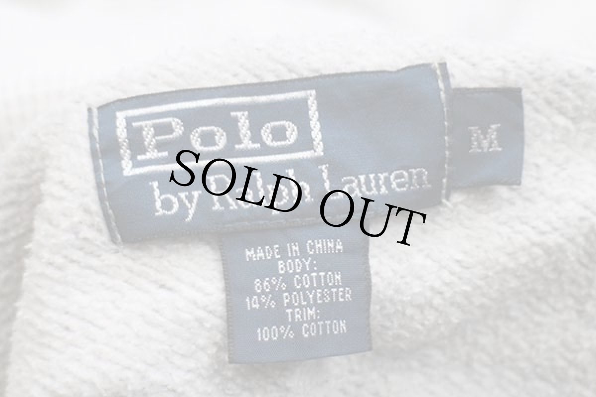 画像4: 00s ポロ ラルフローレン ワンポイント フード裏サーマル スウェット ジップパーカー 杢グレー M (4)