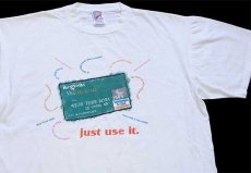 画像1: 90s USA製 Regions VISA CHECKCARD just use it. クレジットカード コットンTシャツ 白 XL (1)