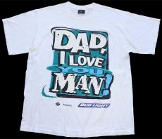 画像2: 90s USA製 DAD, I LOVE YOU MAN! BUD LIGHTバドライト コットンTシャツ 白 XL★Budweiserバドワイザー (2)