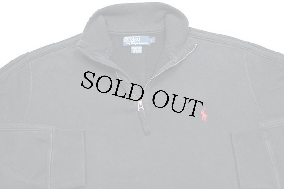 画像3: 00s ポロ ラルフローレン ワンポイント ハイネック ハーフジップ スウェット 黒 M (3)