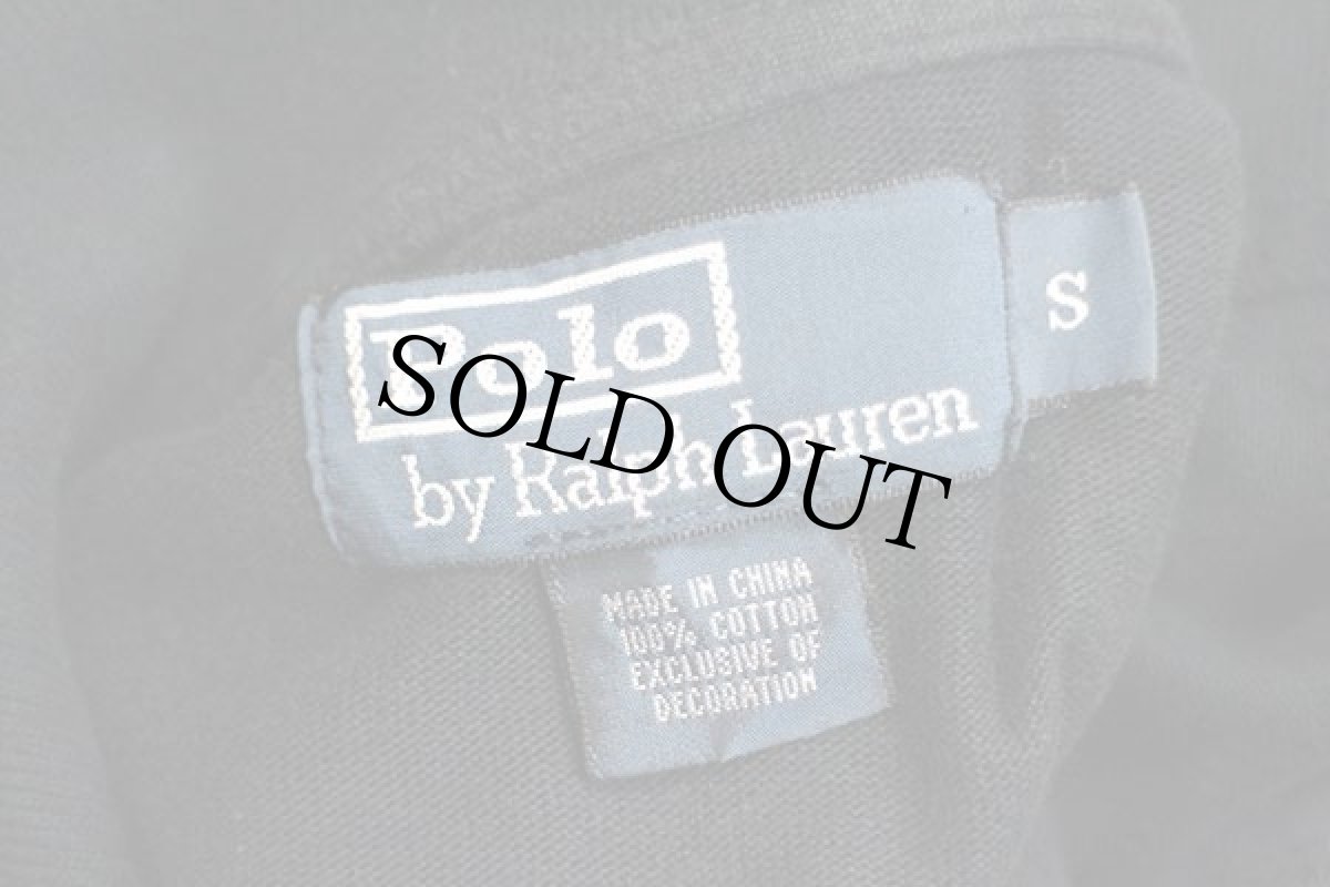 画像4: 00s ポロ ラルフローレン ワンポイント エルボーパッチ付き ハイネック ハーフジップ コットン スウェット 黒 S (4)