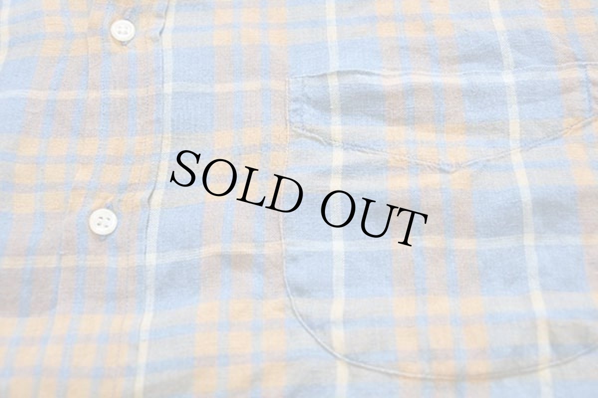 画像5: 80s イタリア製 UNKNOWN タータンチェック ボタンダウン 半袖 リネンシャツ L (5)