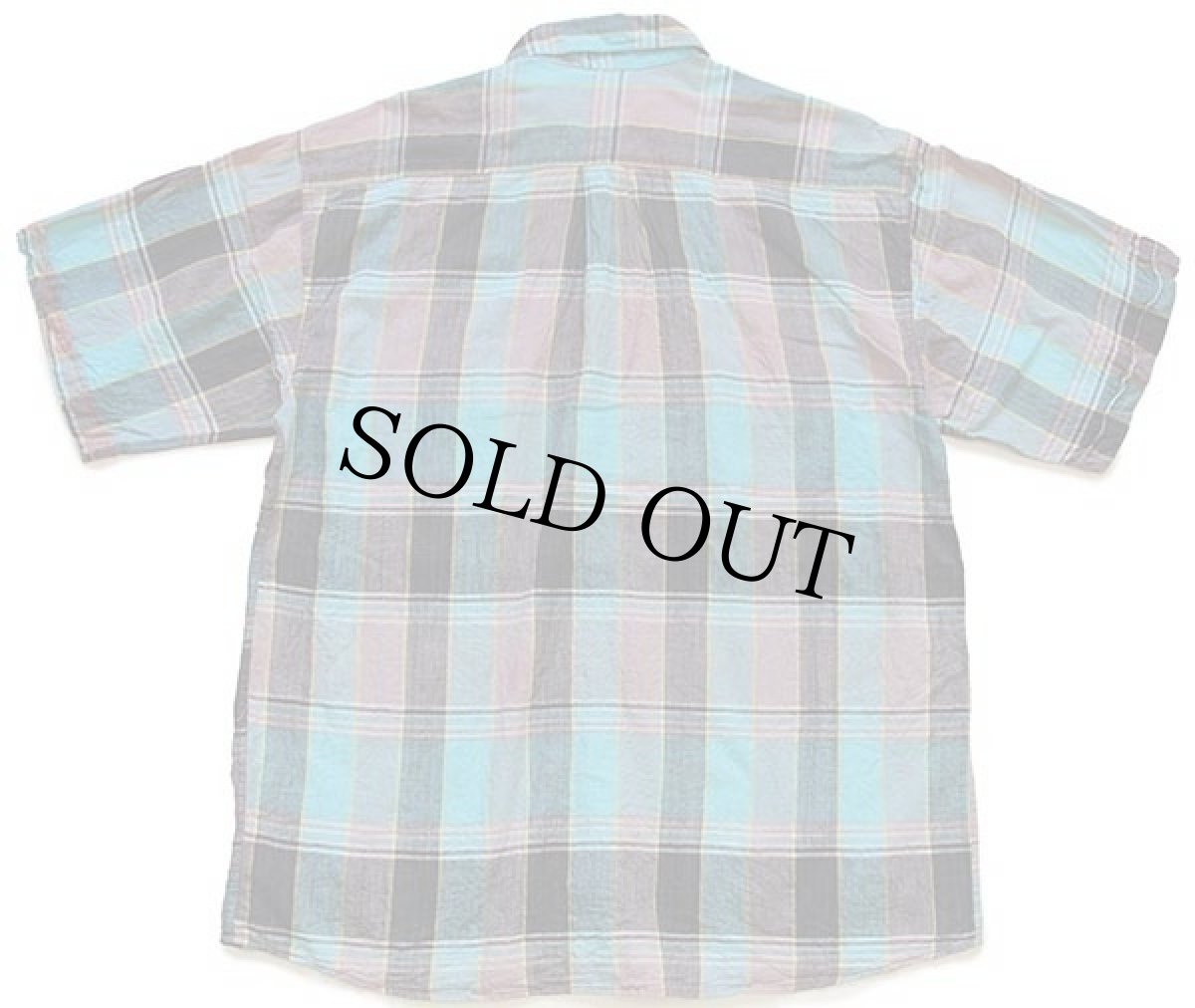 画像2: 80s Green Park マドラスチェック 半袖 コットンシャツ L★インド綿 (2)