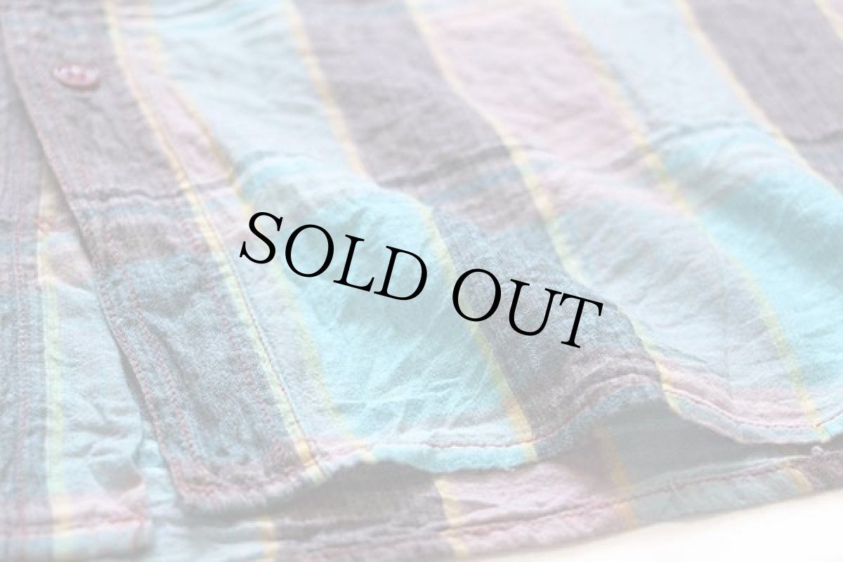 画像5: 80s Green Park マドラスチェック 半袖 コットンシャツ L★インド綿 (5)