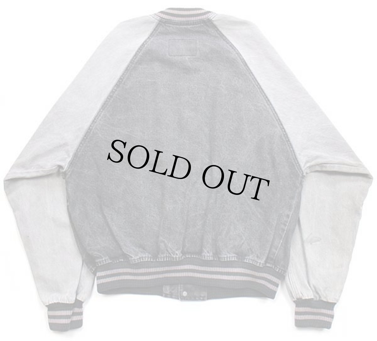 画像2: 90s カナダ製 international DENIM ツートン 切り替え ブラック×グレーデニムスタジャン L (2)