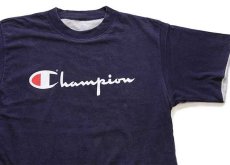 画像5: 80s Championチャンピオン スクリプト ビッグロゴ リバーシブルTシャツ 紺×杢グレー (5)