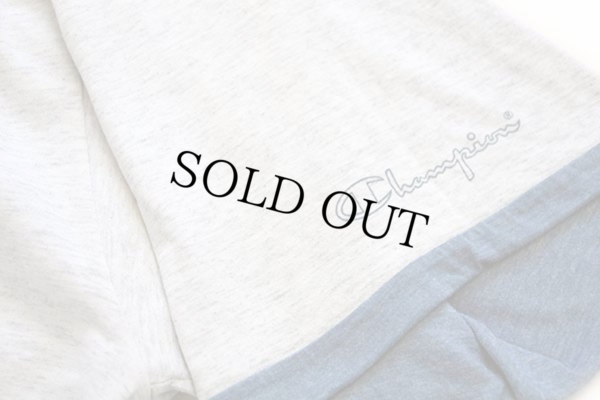 画像8: 90s Championチャンピオン スクリプト ビッグロゴ リバーシブルTシャツ 杢ブルー×杢ライトグレー (8)