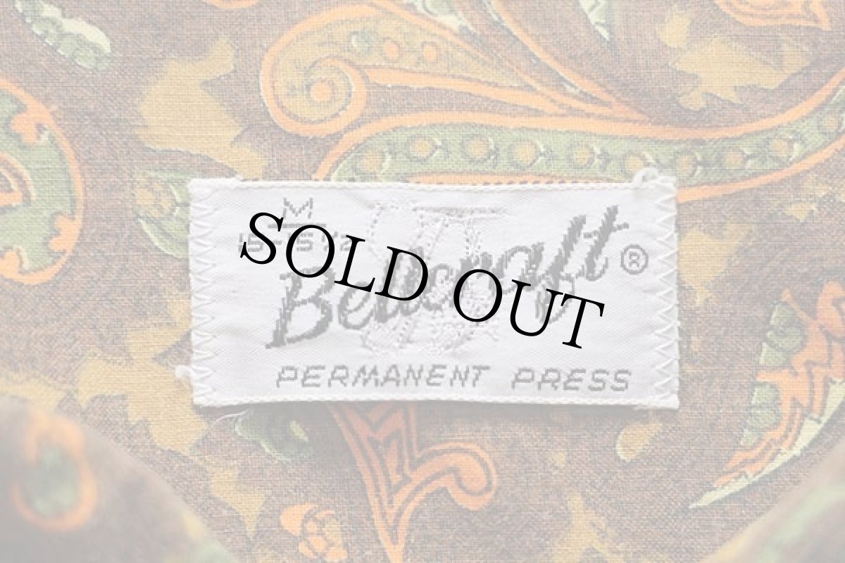 画像4: 70s Bellcraft ペイズリー 総柄 ボタンダウン シャツ カスタム M (4)